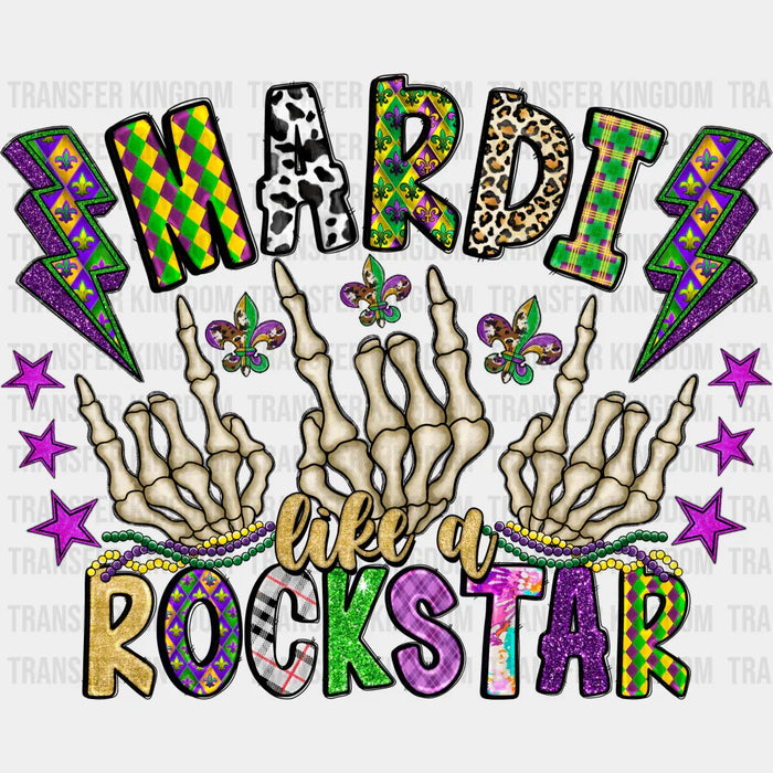 Like A Rockstar Mardi Gras Design- Mardi Gras DTF heat transfer