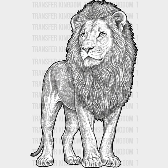 Lion B&W - Animals DTF Transfers - Adult Unisex - S & M (10’’) / Dark Color Design (See Imaging)