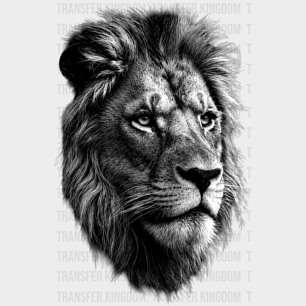 Lion B&W - Animals DTF Transfers - Adult Unisex - S & M (10’’) / Dark Color Design (See Imaging)
