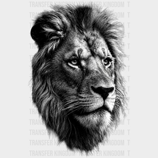 Lion B&W - Animals DTF Transfers - Adult Unisex - S & M (10’’) / Dark Color Design (See Imaging)
