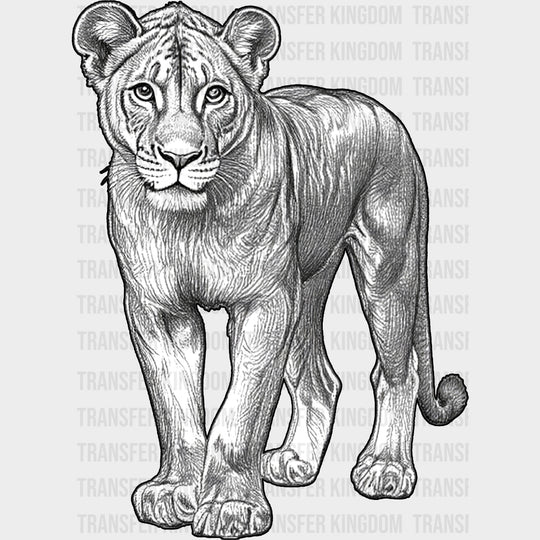 Lioness B&W - Animals DTF Transfers - Adult Unisex - S & M (10’’) / Dark Color Design (See Imaging)