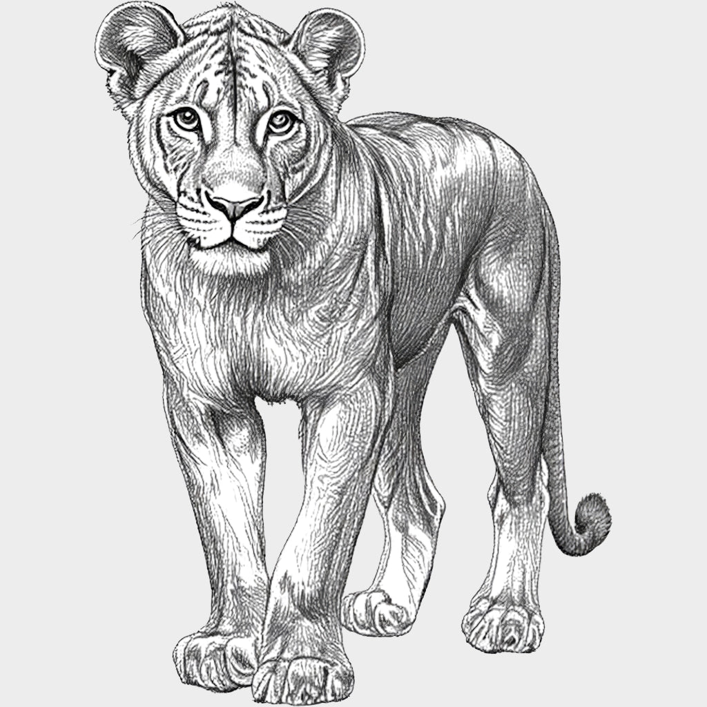 Lioness B&W - Animals DTF Transfers - Adult Unisex - S & M (10’’) / Light Color Design (See Imaging)