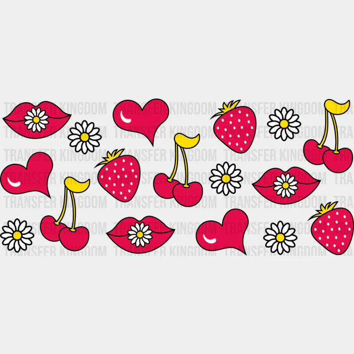 Lips Cherries Strawberries - General Cup Wrap UV Sticker Permanent UV DTF Decal