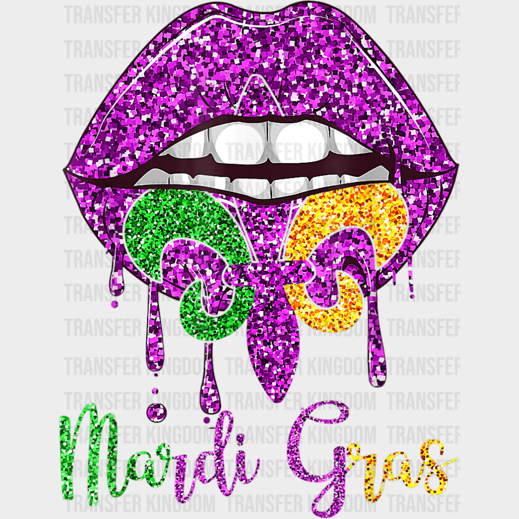 Lips Mardi Gras Design- Dtf Heat Transfer