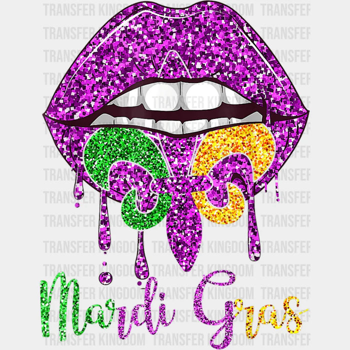 Lips Fleur-de-lis Mardi Gras Design - Mardi Gras DTF heat transfer