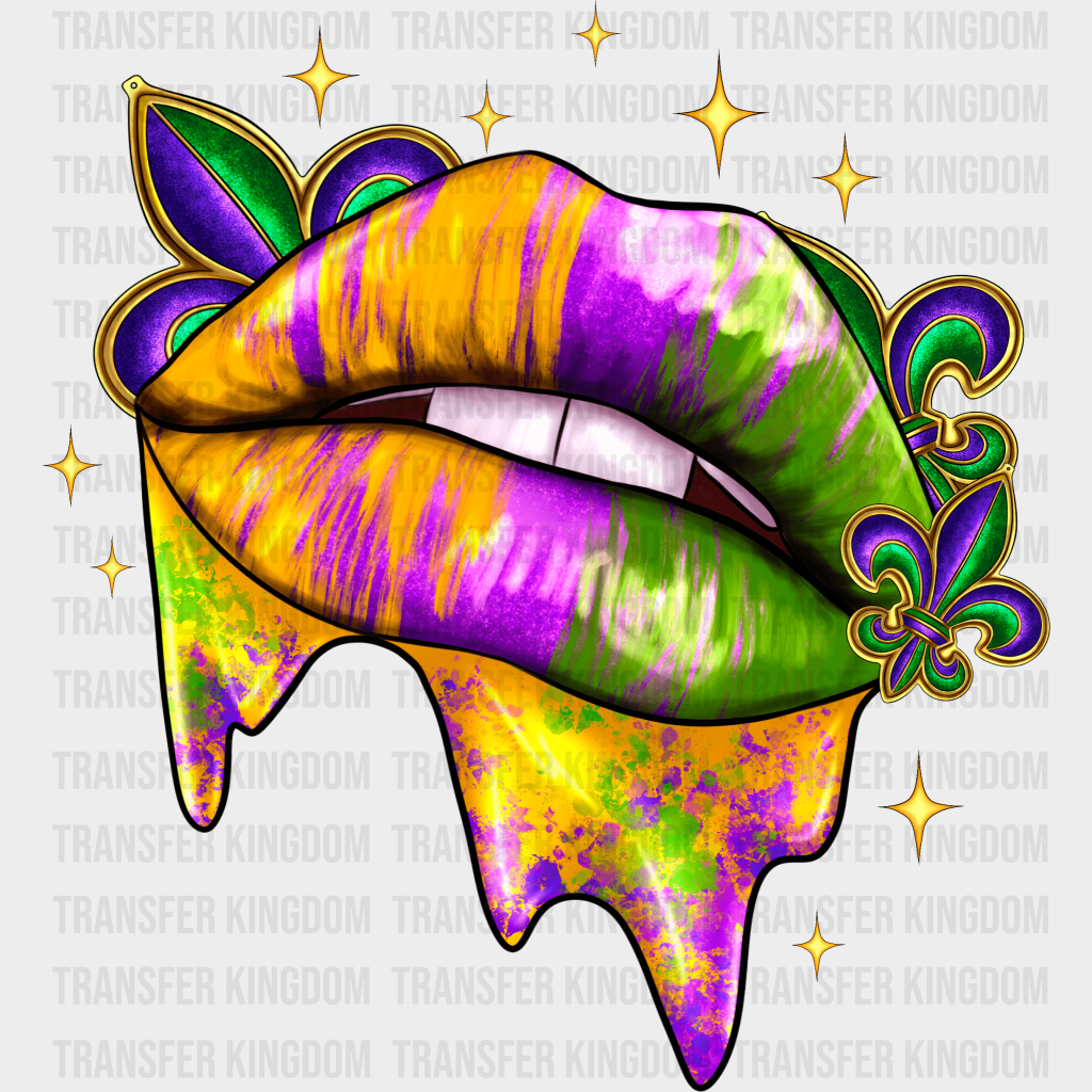 Lips Mardi Gras Design- Dtf Heat Transfer