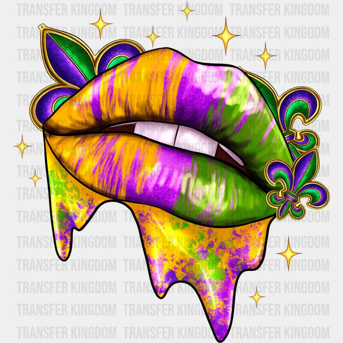 Lips Mardi Gras Colorful Design - Mardi Gras DTF heat transfer