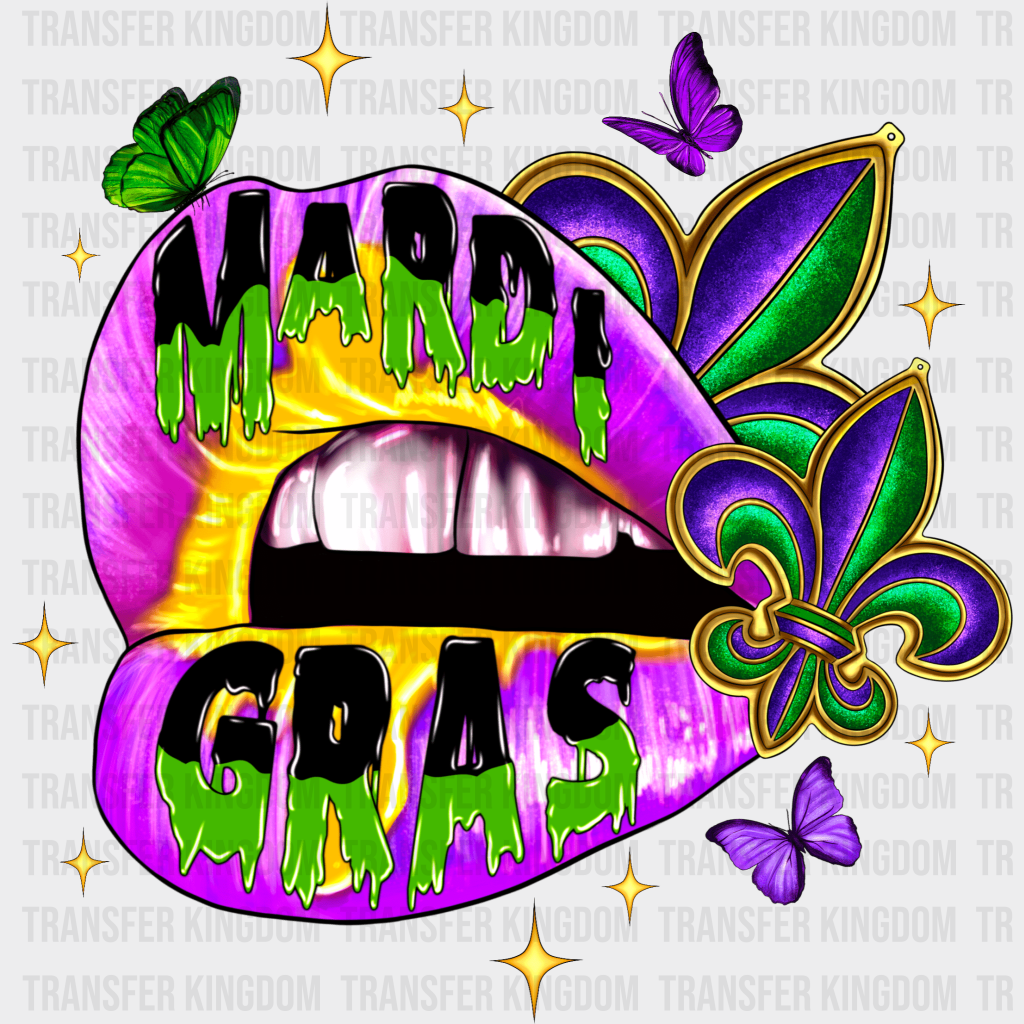 Lips Mardi Gras Design- Dtf Heat Transfer