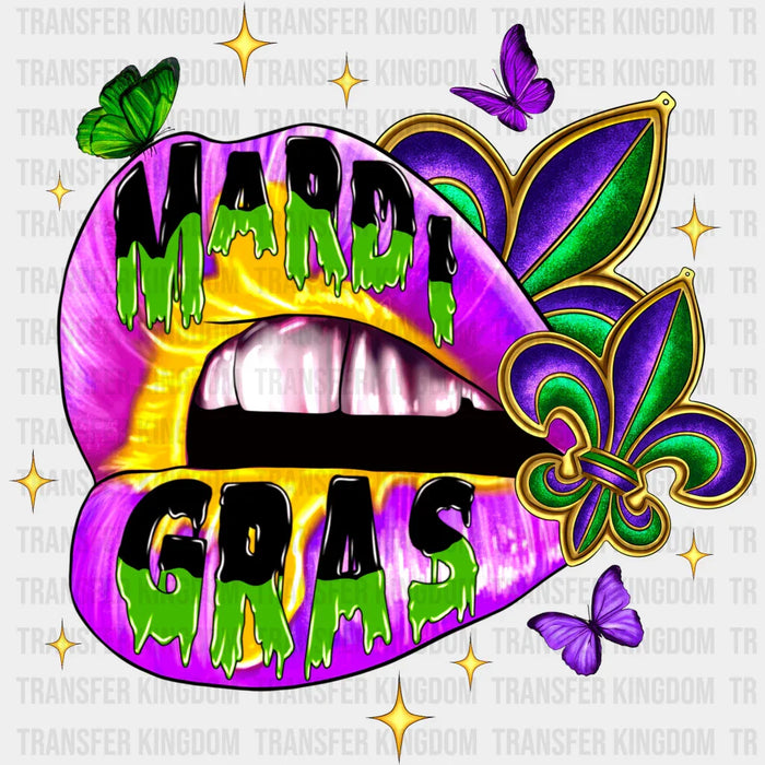 Lips Mardi Gras Fleur-de-lis Design - Mardi Gras DTF heat transfer