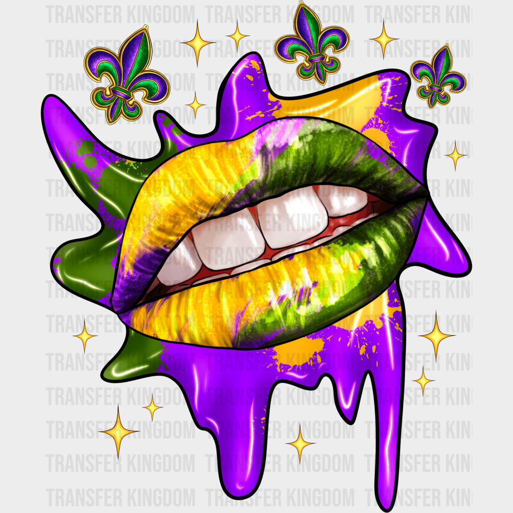 Lips Mardi Gras Design- Dtf Heat Transfer