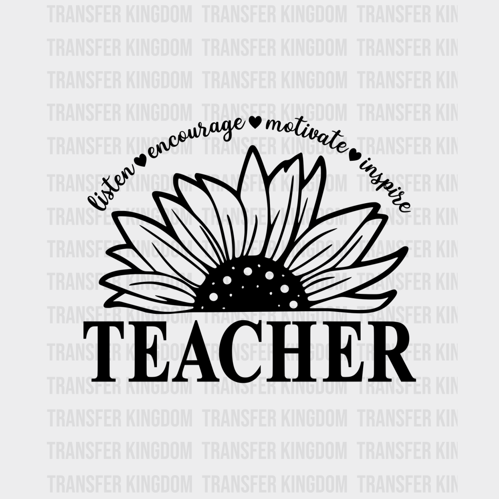 Listen Encourage Motivate Inspire Flower Design - Dtf Heat Transfer Unisex S & M ( 10 ) / Dark Color