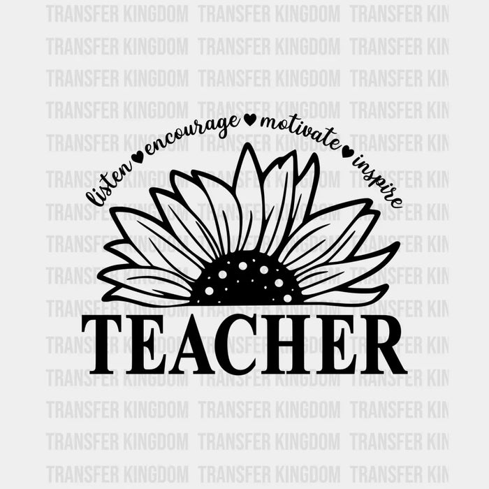 Listen Encourage Motivate Inspire Flower Design - DTF heat transfer