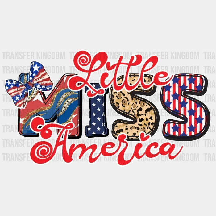 Little Miss America Retro 70's Design - 4th Of July DTF Transfer