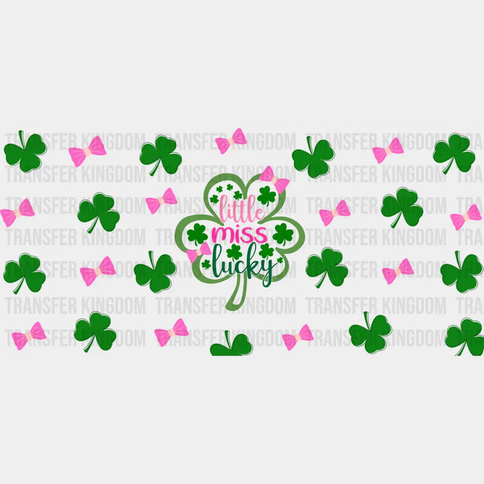Little Miss Lucky Bow Tie - St Patrick Cup Wrap UV Sticker Permanent UV DTF Decal