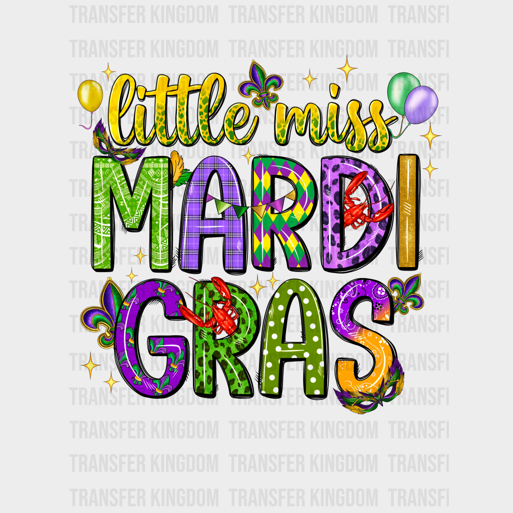 Little Miss Mardi Gras Design- Dtf Heat Transfer