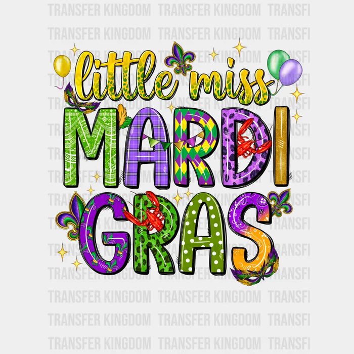 Little Miss Mardi Gras Design- Mardi Gras DTF heat transfer