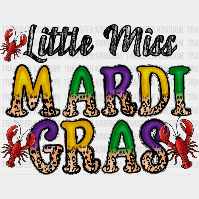 Little Miss Mardi Gras Colorful Design - Mardi Gras DTF heat transfer