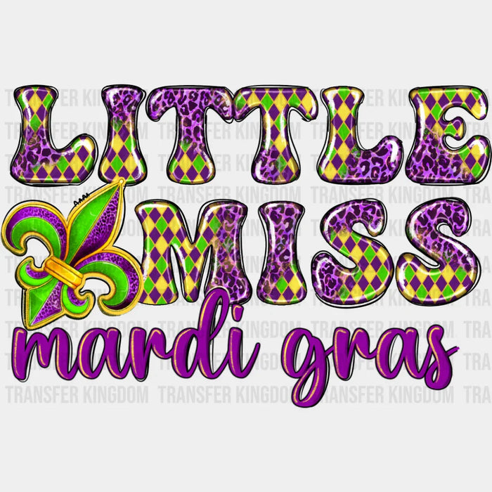 Little Miss Mardi Gras Fleur de Lis - Mardi Gras DTF Transfer