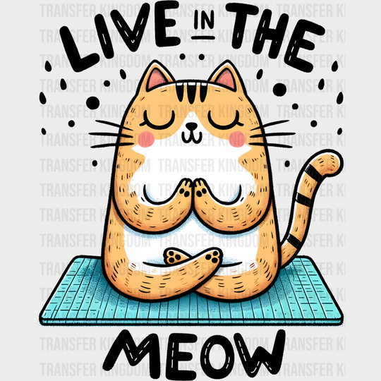 Live In The Meow - Yoga Dtf Heat Transfer Unisex S & M (10’’) / Dark Color Design (See Imaging)