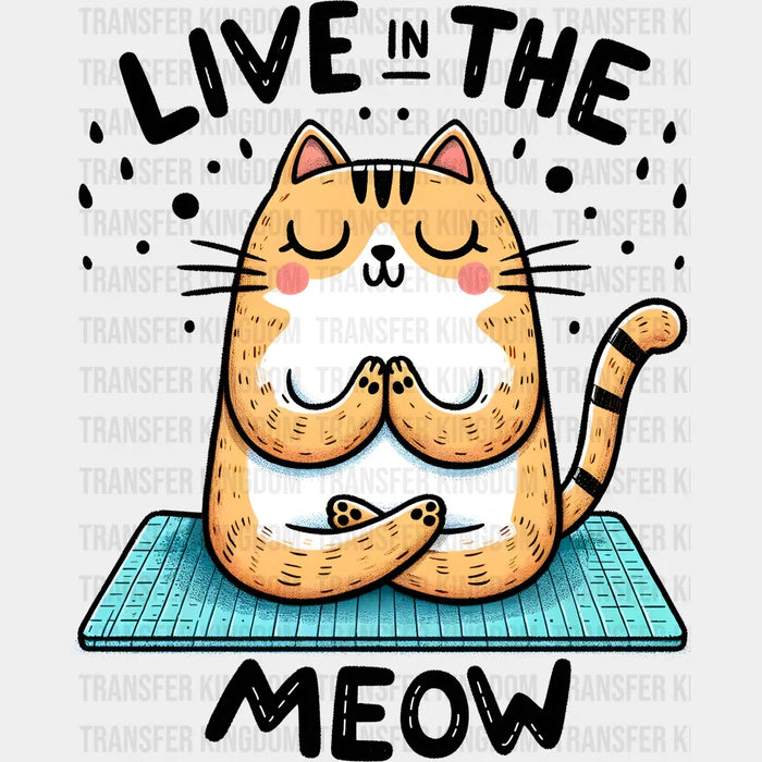 Live In The Meow Yoga Cat - Yoga DTF Heat Transfer