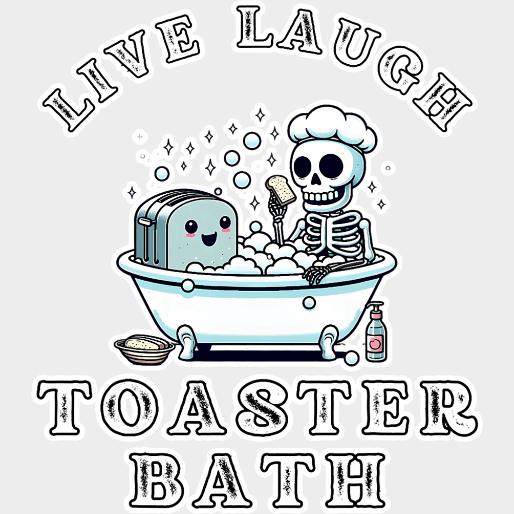 Live Laugh Toaster Bath - Funny DTF Transfer Adult Unisex - S & M (10’’) / Light Color Design (See Imaging)