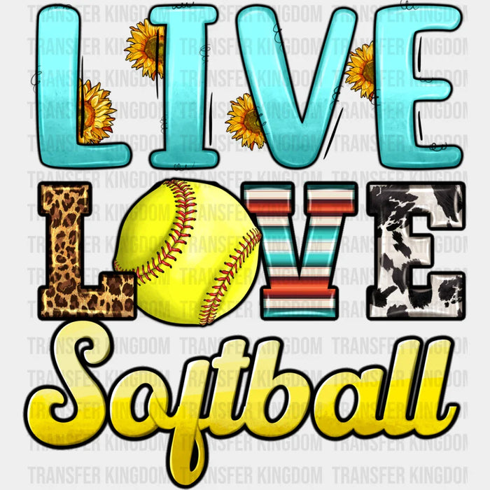 Live Love Softball - Softball DTF Heat Transfer