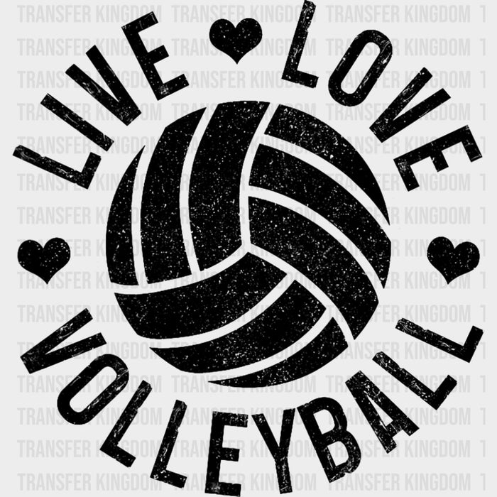 Live Love Volleyball B&W Hearts - Volleyball DTF Transfers