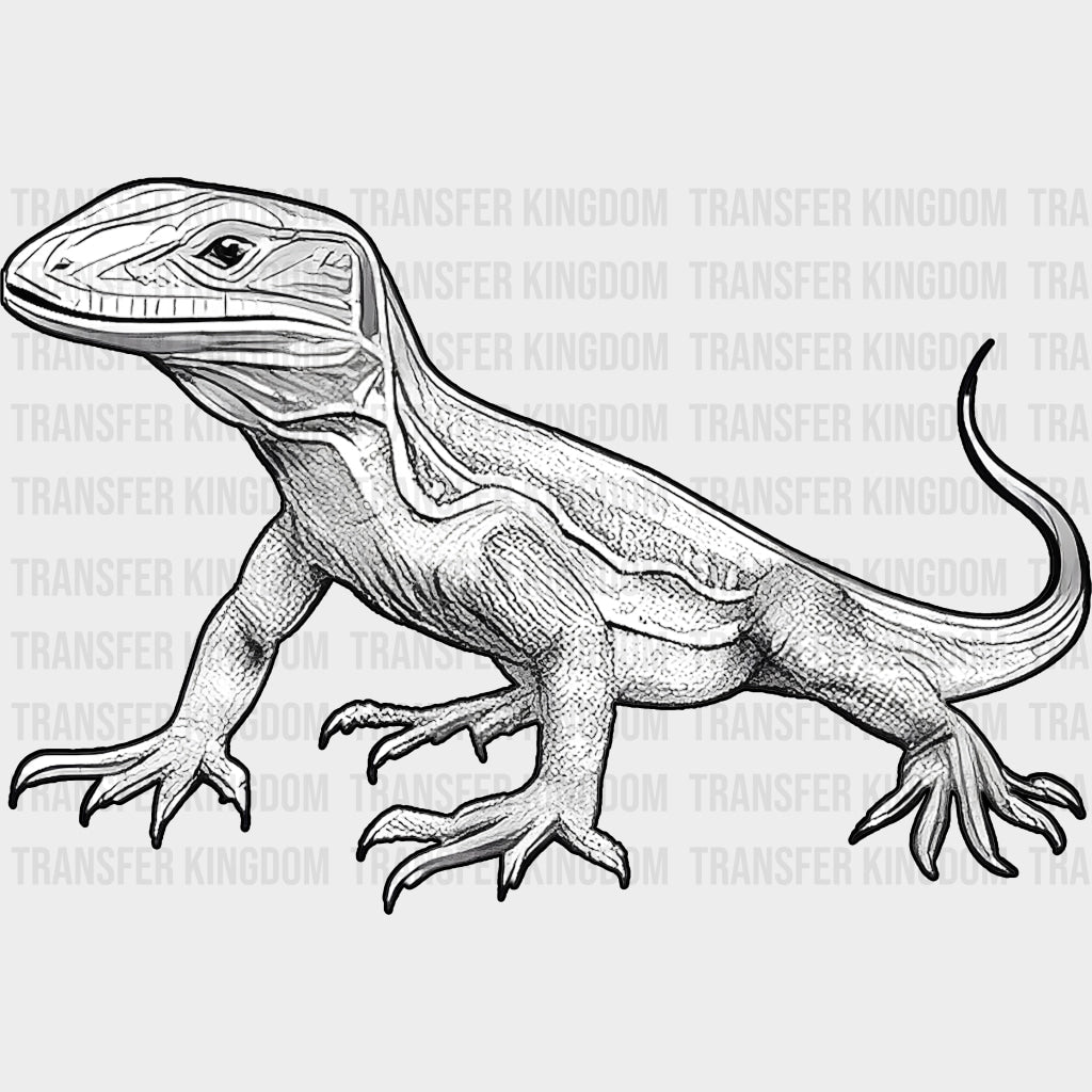 Lizard B&W - Animals DTF Transfers - Adult Unisex - S & M (10’’) / Dark Color Design (See Imaging)