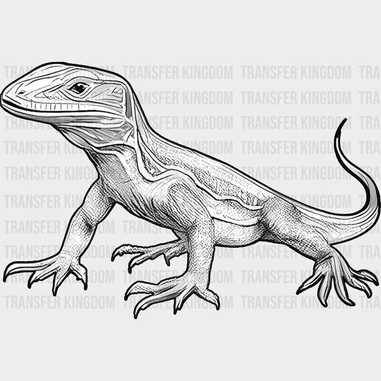Lizard B&W - Animals DTF Transfers - Adult Unisex - S & M (10’’) / Dark Color Design (See Imaging)