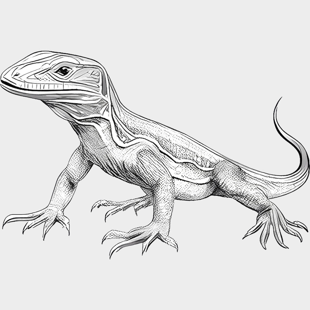Lizard B&W - Animals DTF Transfers - Adult Unisex - S & M (10’’) / Light Color Design (See Imaging)