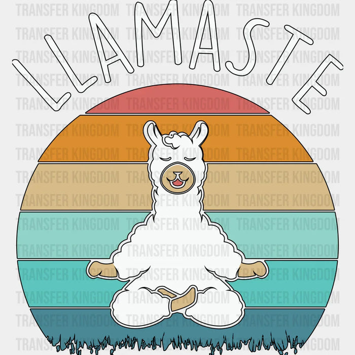 LLAMASTE Retro Sunset B&W Design - Yoga DTF Heat Transfer