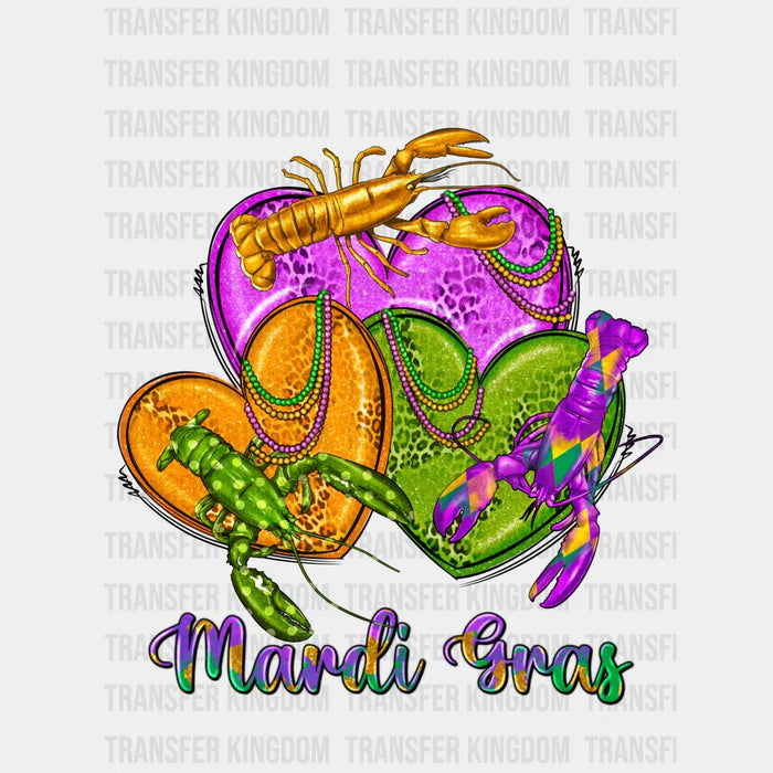 Lobster Hearts Mardi Gras Design- Mardi Gras DTF heat transfer