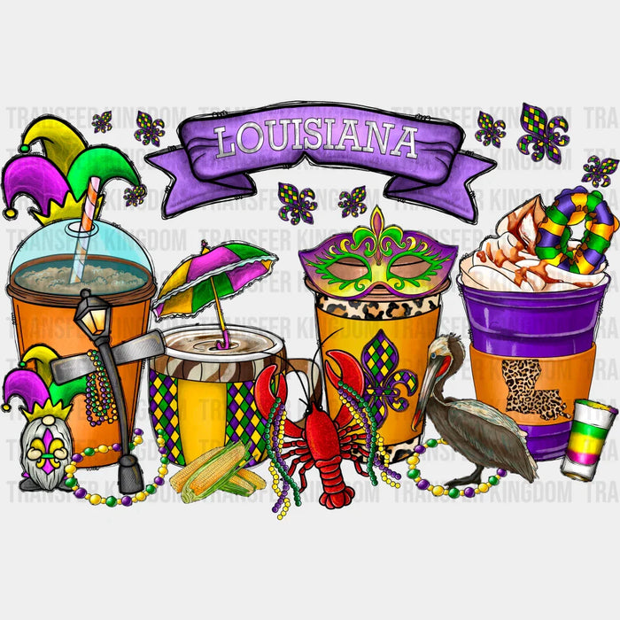 Louisiana Cups Design - Mardi Gras DTF heat transfer
