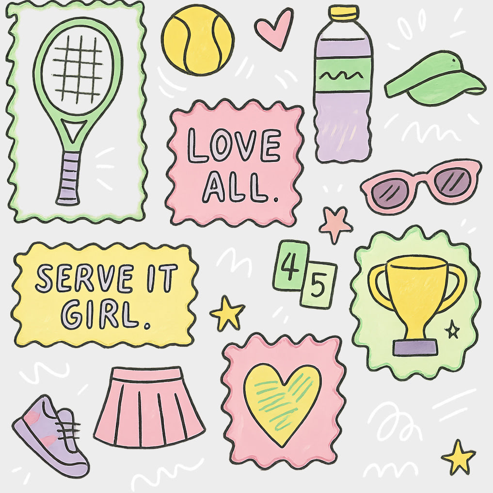 Love All Serve It Girl - Tennis DTF Transfers Adult Unisex - S & M (10’’) / Light Color Design (See Imaging)