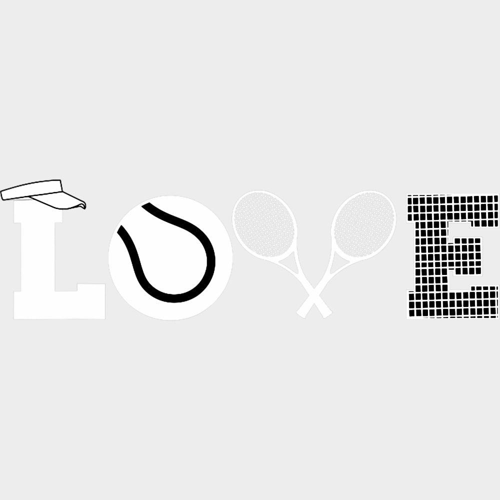 Love B&W Design - Tennis DTF Transfers Adult Unisex - S & M (10’’) / Light Color Design (See Imaging)