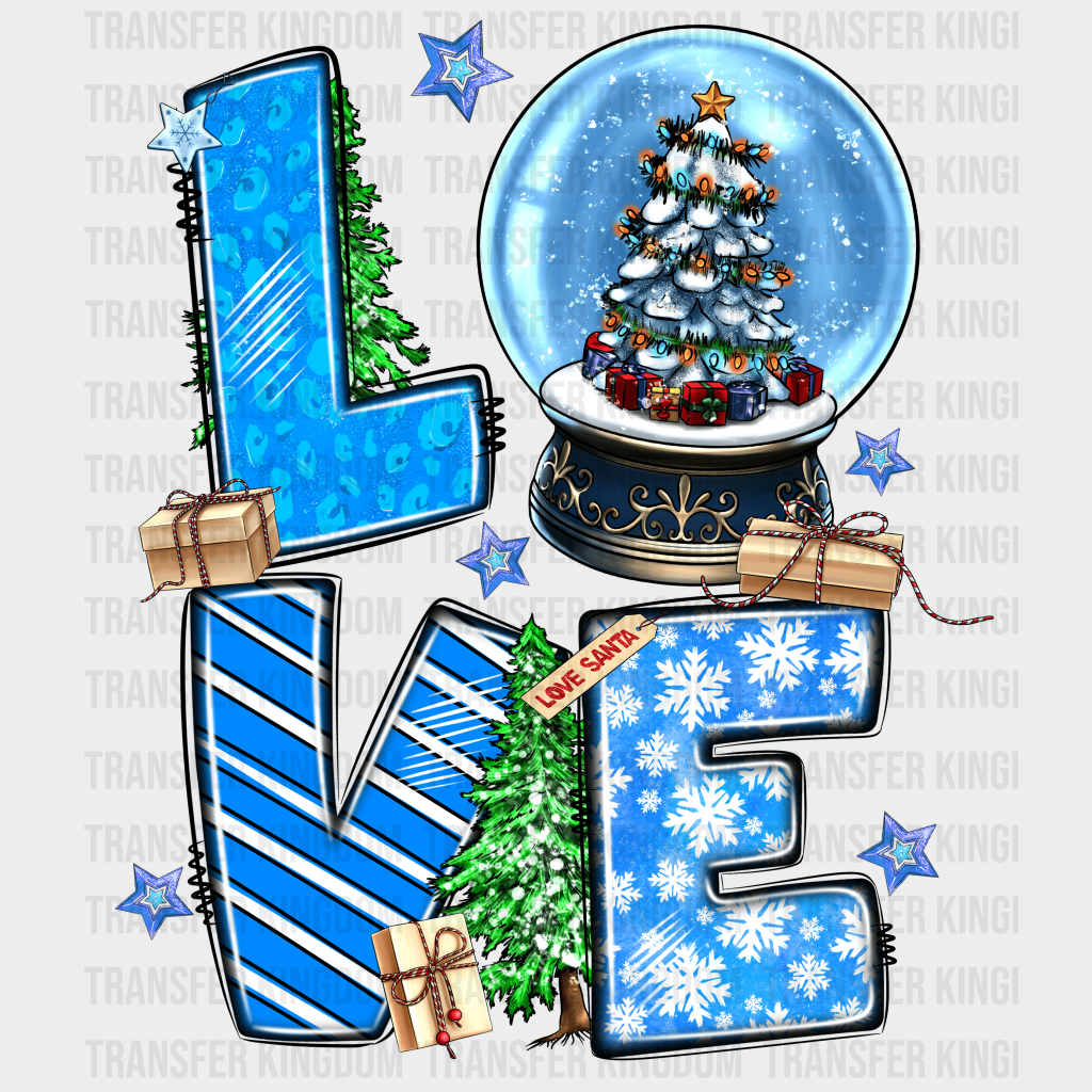 Love Blue Christmas Design - Dtf Heat Transfer