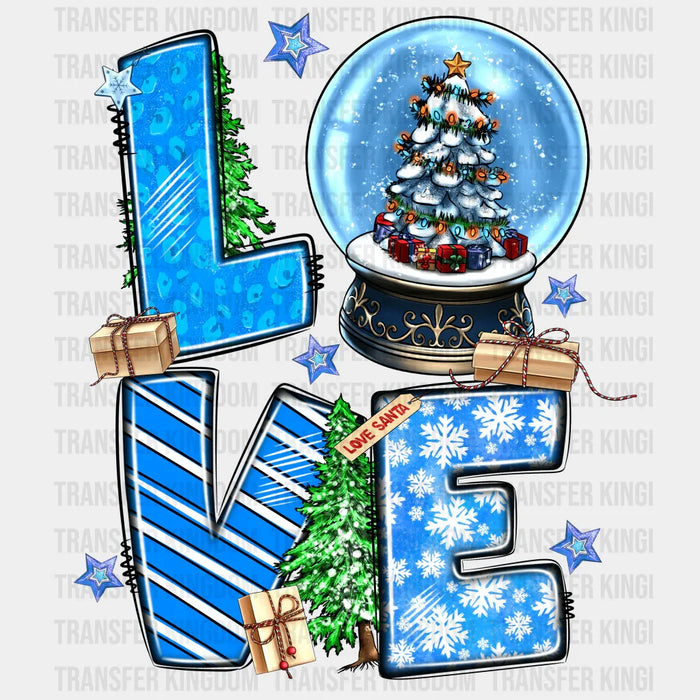 LOVE BLUE Christmas Design - DTF heat transfer