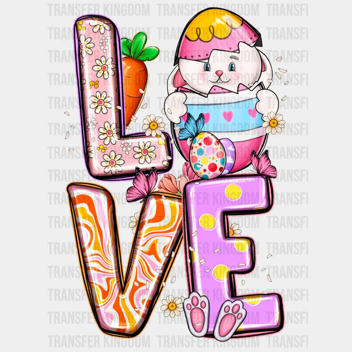 LOVE Bunny Holding Egg - Easter DTF heat transfer