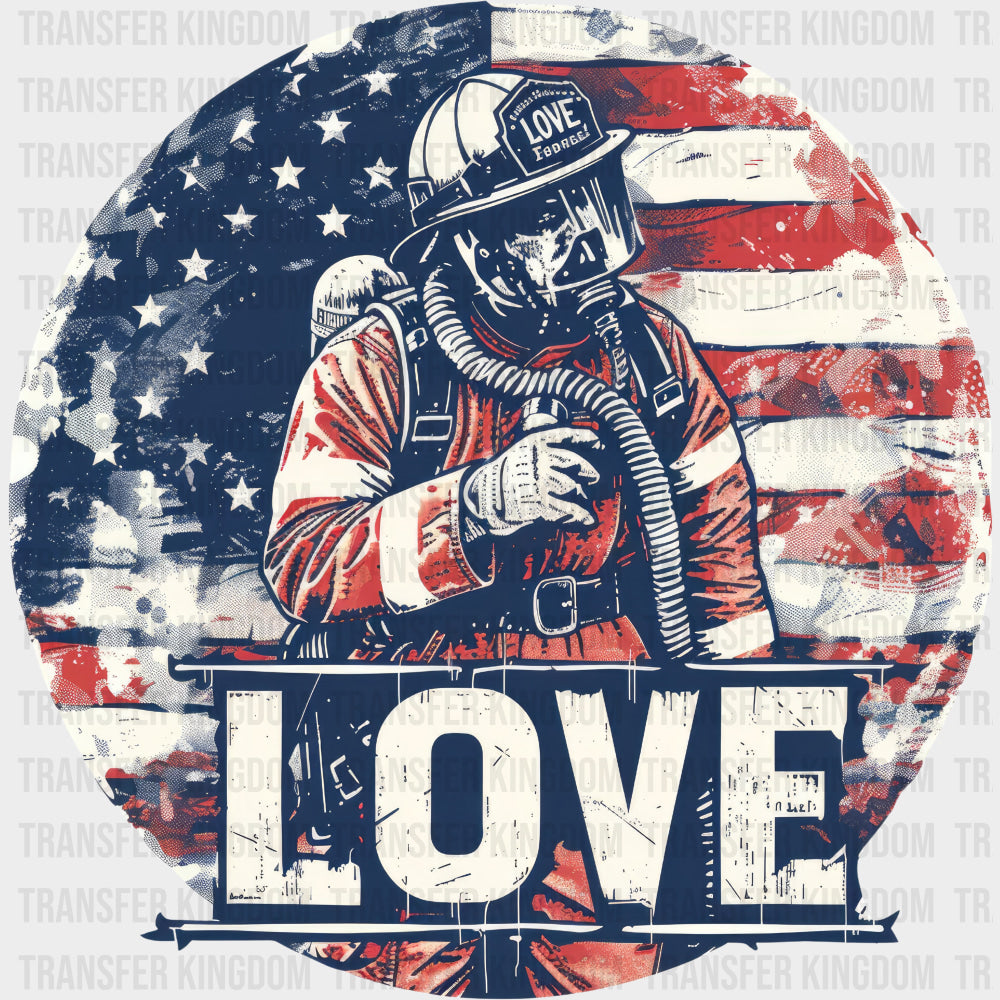 Love Circular US Flag - Fire Department DTF Transfers