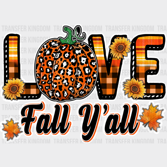 Love Fall Y’all Leopard Pumpkin - Dtf Transfer Unisex S & M (10’’) / Light Color Design See Imaging