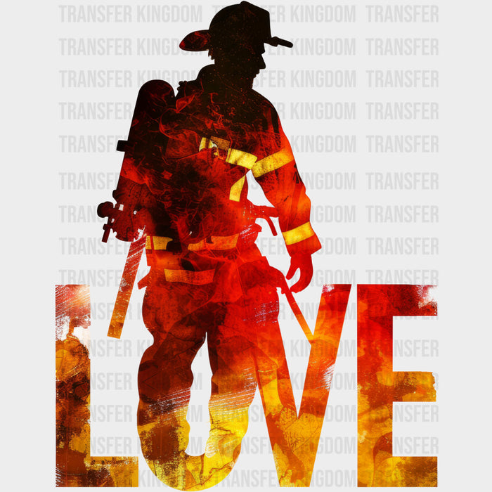 Love Firefighter Silhouette - Fire Department DTF Transfers