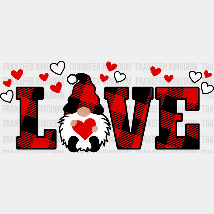 Love Gnome Red Plaid - Valentine's Day DTF Transfer