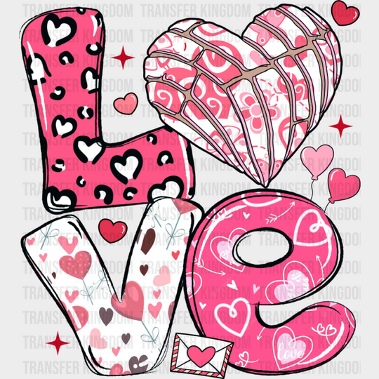 Love Heart Concha Pink Design - Valentine’s Day DTF Transfer Unisex - S & M (10’’) Dark Color Design (See Imaging)