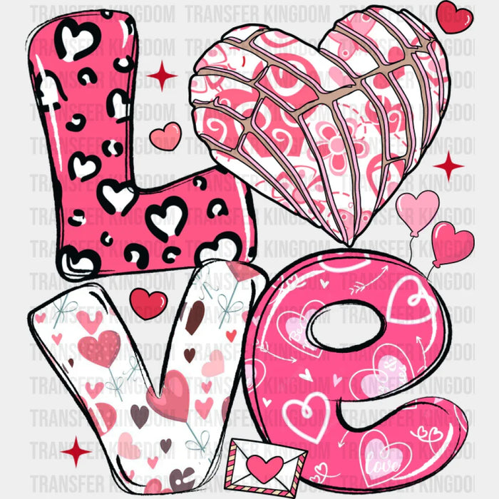 Love Heart Concha Pink Design - Valentine's Day DTF Transfer