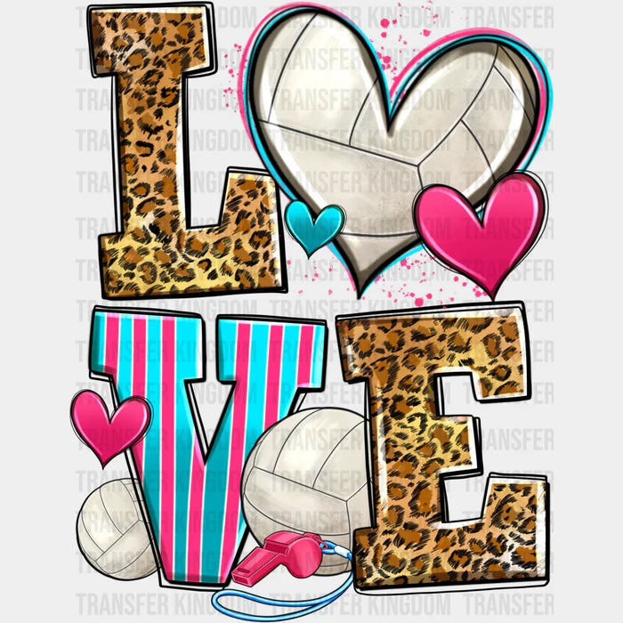 LOVE Leopard Design - Volleyball DTF Heat Transfer