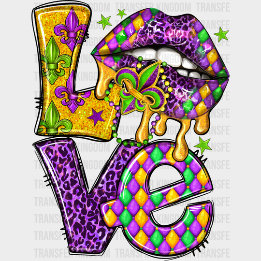 Love Lips - Mardi Gras DTF Transfer Adult Unisex - S & M (10’’) / Dark Color Design (See Imaging)