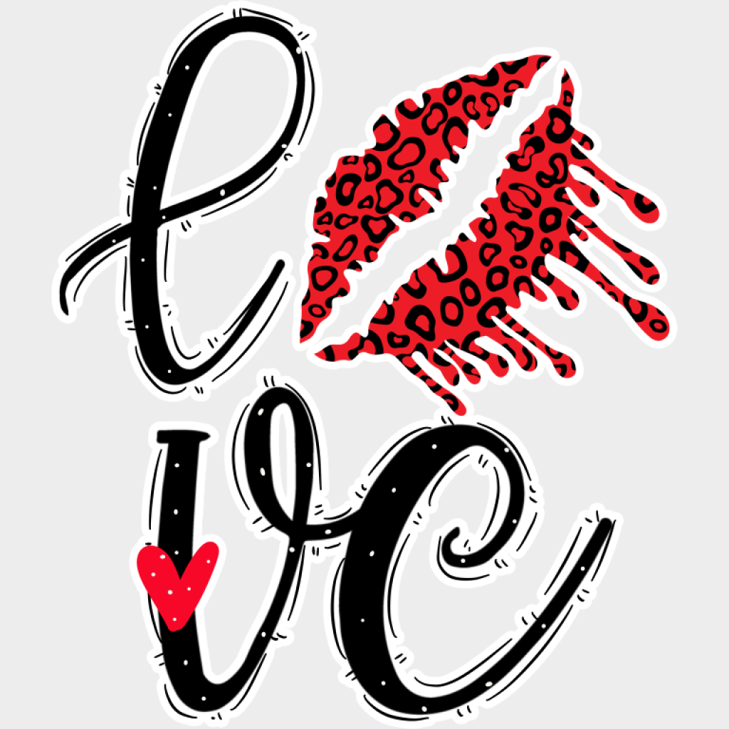 Love Lipstick Print - Valentine’s Day DTF Transfer Unisex - S & M (10’’) Light Color Design (See Imaging)