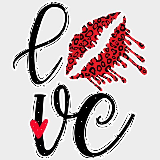 Love Lipstick Print - Valentine’s Day DTF Transfer Unisex - S & M (10’’) Light Color Design (See Imaging)