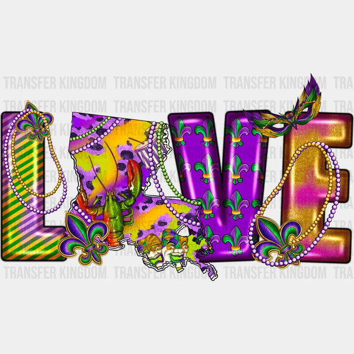 Love Colorful Mardi Gras Design - Mardi Gras DTF heat transfer