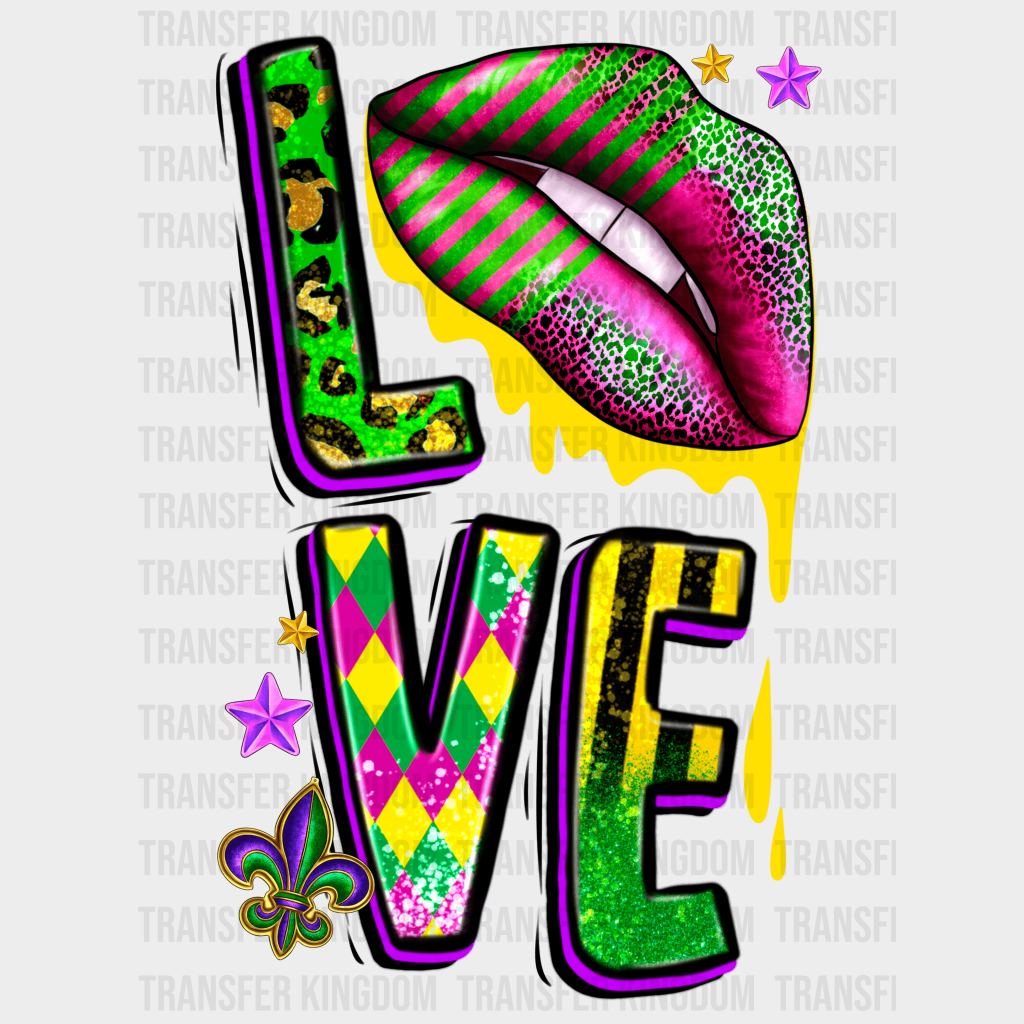 Love Mardi Gras Design- Dtf Heat Transfer